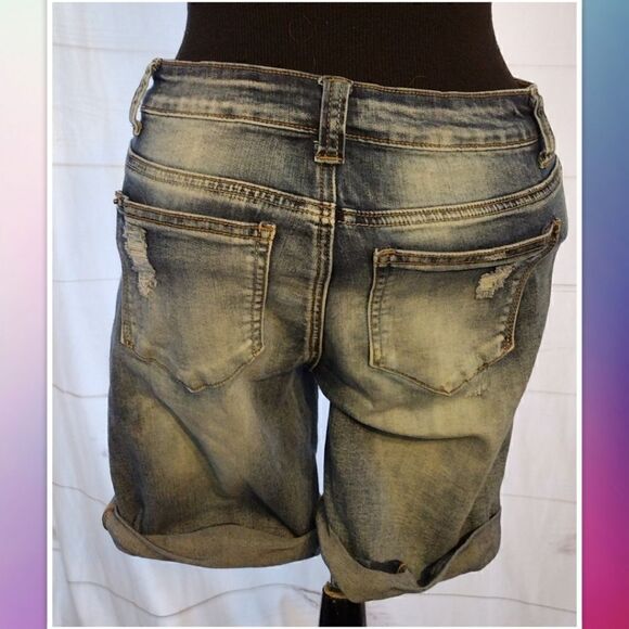 APT.9 distressed denim Bermuda shorts size 9/10 - Picture 3 of 4